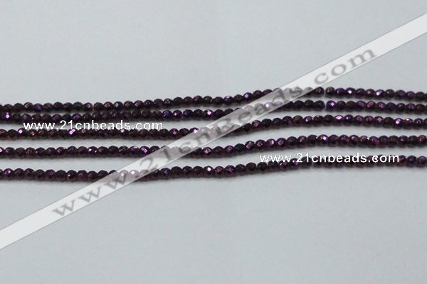 CHE694 15.5 inches 2mm faceted round plated hematite beads