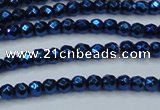 CHE695 15.5 inches 2mm faceted round plated hematite beads