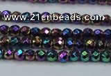 CHE696 15.5 inches 2mm faceted round plated hematite beads