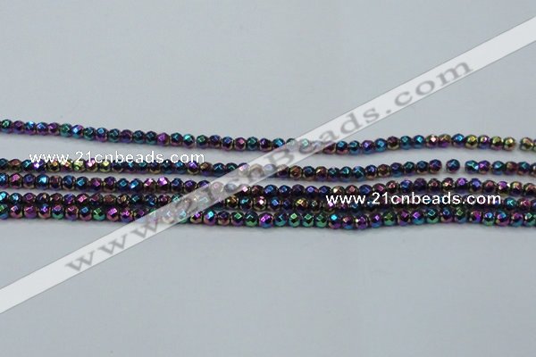 CHE696 15.5 inches 2mm faceted round plated hematite beads