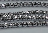 CHE700 15.5 inches 3mm faceted round plated hematite beads