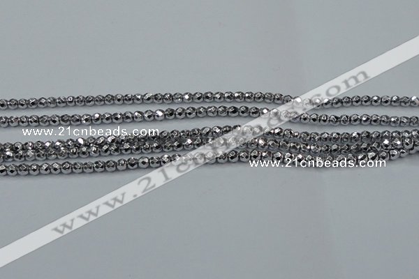 CHE700 15.5 inches 3mm faceted round plated hematite beads