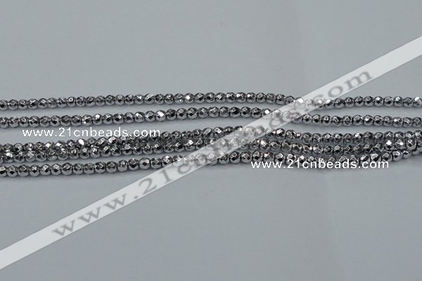 CHE700 15.5 inches 3mm faceted round plated hematite beads