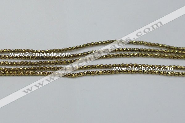 CHE702 15.5 inches 3mm faceted round plated hematite beads