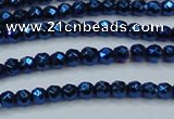 CHE705 15.5 inches 3mm faceted round plated hematite beads