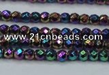 CHE706 15.5 inches 3mm faceted round plated hematite beads