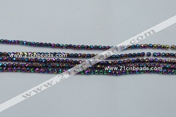 CHE706 15.5 inches 3mm faceted round plated hematite beads