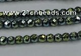 CHE713 15.5 inches 4mm faceted round plated hematite beads