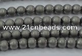 CHE721 15.5 inches 4mm round matte plated hematite beads wholesale