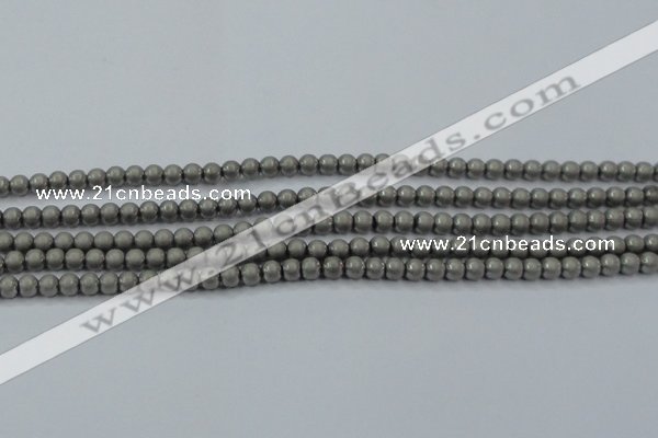 CHE721 15.5 inches 4mm round matte plated hematite beads wholesale