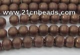 CHE723 15.5 inches 4mm round matte plated hematite beads wholesale