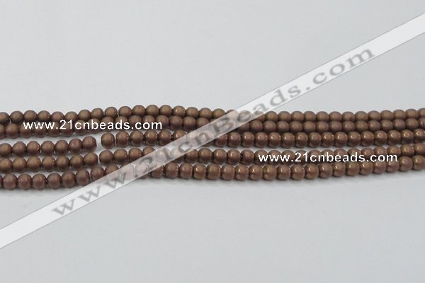 CHE723 15.5 inches 4mm round matte plated hematite beads wholesale