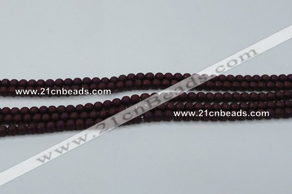 CHE724 15.5 inches 4mm round matte plated hematite beads wholesale