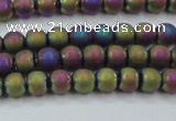 CHE725 15.5 inches 4mm round matte plated hematite beads wholesale