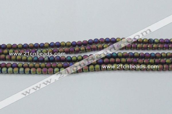 CHE725 15.5 inches 4mm round matte plated hematite beads wholesale