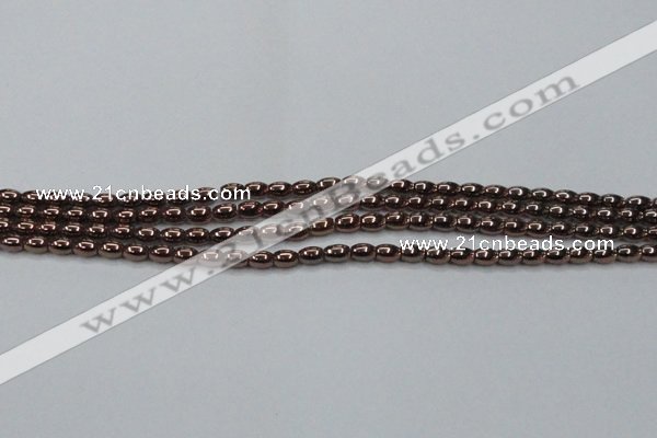 CHE741 15.5 inches 3*5mm rice plated hematite beads wholesale