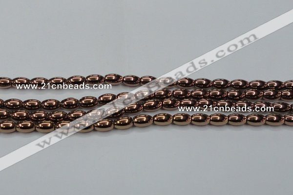 CHE743 15.5 inches 5*8mm rice plated hematite beads wholesale