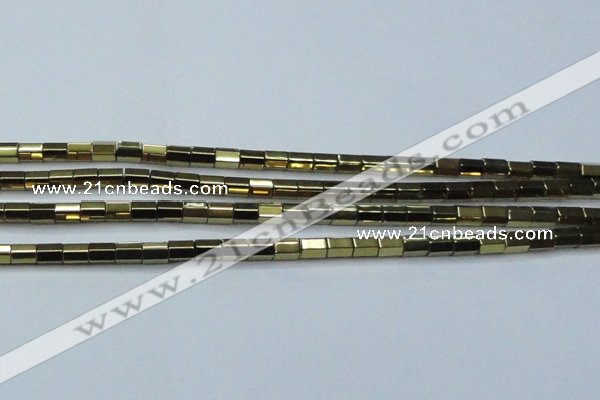 CHE752 15.5 inches 5*8mm faceted tube plated hematite beads