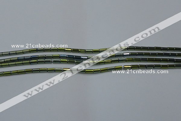 CHE762 15.5 inches 2*4mm tube plated hematite beads wholesale