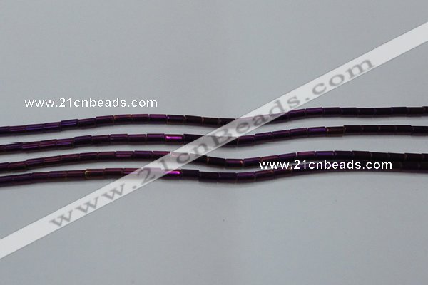 CHE763 15.5 inches 2*4mm tube plated hematite beads wholesale