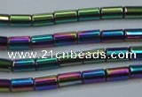 CHE764 15.5 inches 2*4mm tube plated hematite beads wholesale