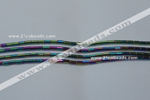 CHE764 15.5 inches 2*4mm tube plated hematite beads wholesale