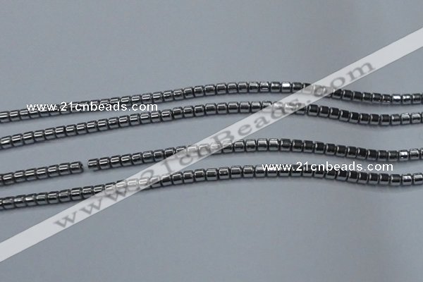 CHE774 15.5 inches 2*2mm drum plated hematite beads wholesale