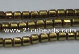 CHE776 15.5 inches 2*2mm drum plated hematite beads wholesale