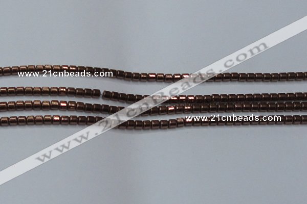 CHE777 15.5 inches 2*2mm drum plated hematite beads wholesale