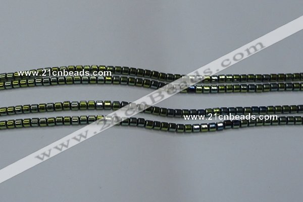 CHE779 15.5 inches 2*2mm drum plated hematite beads wholesale