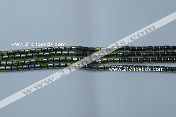 CHE789 15.5 inches 4*4.5mm drum plated hematite beads wholesale