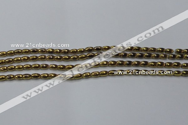 CHE795 15.5 inches 3*5mm rice plated hematite beads wholesale