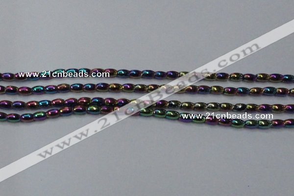 CHE796 15.5 inches 3*5mm rice plated hematite beads wholesale