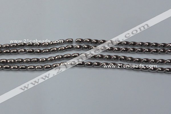 CHE802 15.5 inches 4*6mm rice plated hematite beads wholesale