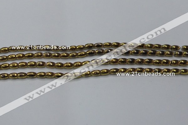 CHE803 15.5 inches 4*6mm rice plated hematite beads wholesale