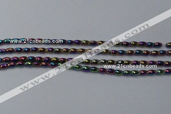 CHE804 15.5 inches 4*6mm rice plated hematite beads wholesale