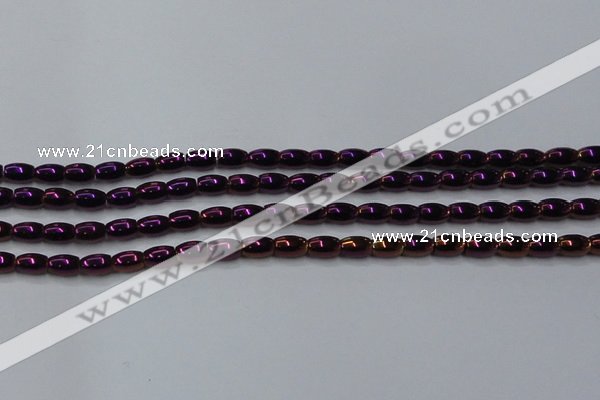 CHE805 15.5 inches 4*6mm rice plated hematite beads wholesale