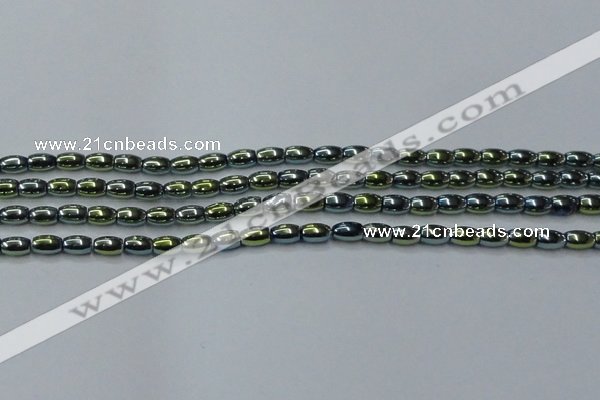 CHE806 15.5 inches 4*6mm rice plated hematite beads wholesale