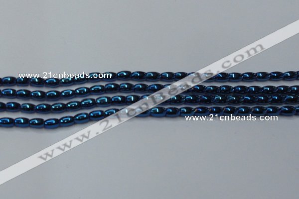 CHE807 15.5 inches 4*6mm rice plated hematite beads wholesale