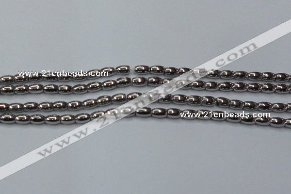 CHE810 15.5 inches 5*8mm rice plated hematite beads wholesale