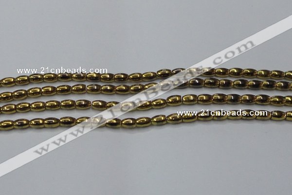 CHE811 15.5 inches 5*8mm rice plated hematite beads wholesale