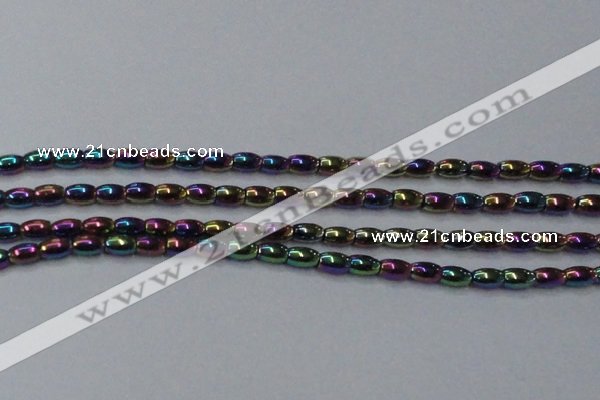 CHE812 15.5 inches 5*8mm rice plated hematite beads wholesale