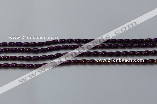 CHE813 15.5 inches 5*8mm rice plated hematite beads wholesale