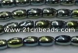 CHE814 15.5 inches 5*8mm rice plated hematite beads wholesale