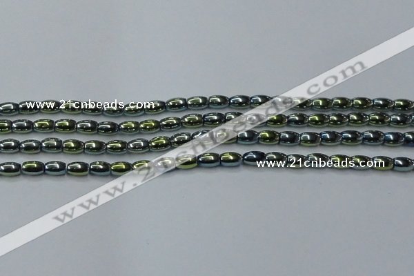 CHE814 15.5 inches 5*8mm rice plated hematite beads wholesale