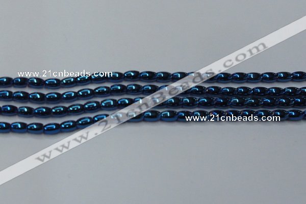 CHE815 15.5 inches 5*8mm rice plated hematite beads wholesale