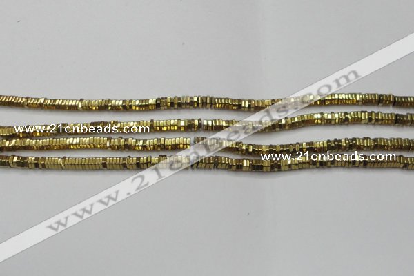 CHE827 15.5 inches 1*2mm hexagon plated hematite beads wholesale