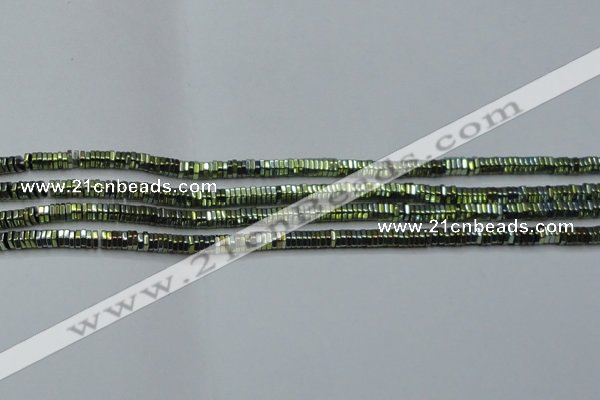 CHE828 15.5 inches 1*2mm hexagon plated hematite beads wholesale