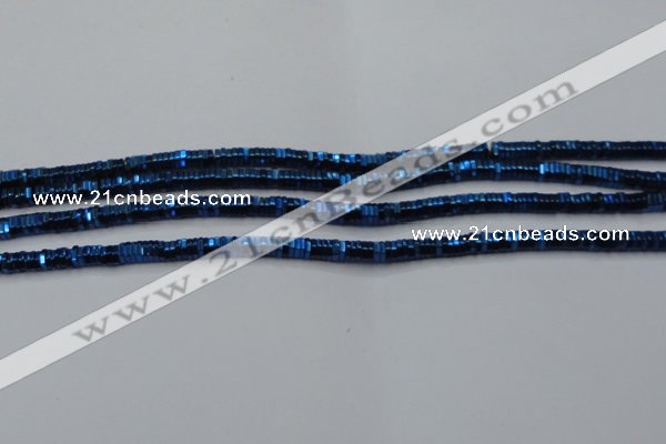 CHE831 15.5 inches 1*2mm hexagon plated hematite beads wholesale