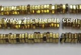 CHE835 15.5 inches 1*3mm hexagon plated hematite beads wholesale